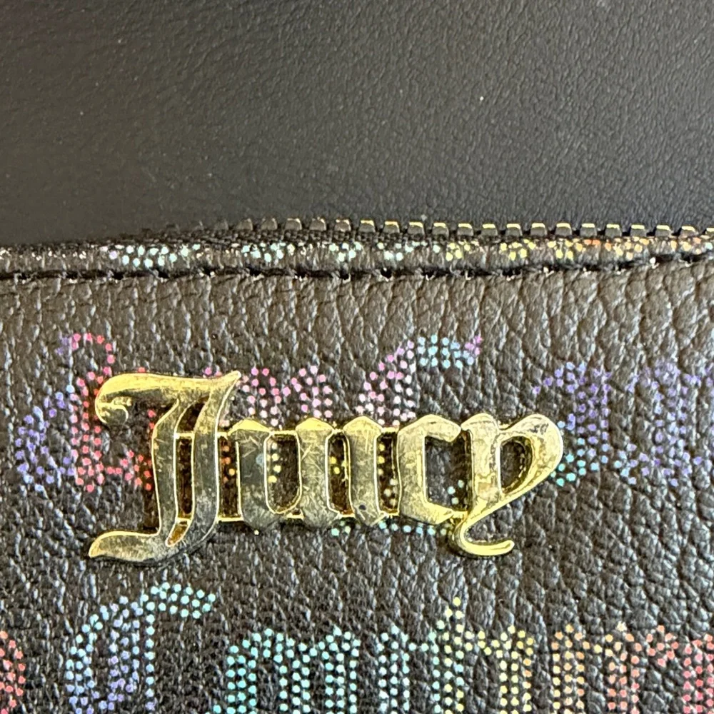 Juicy Couture Y2K Rainbow Logo Zip Around Wallet Coin Purse Black